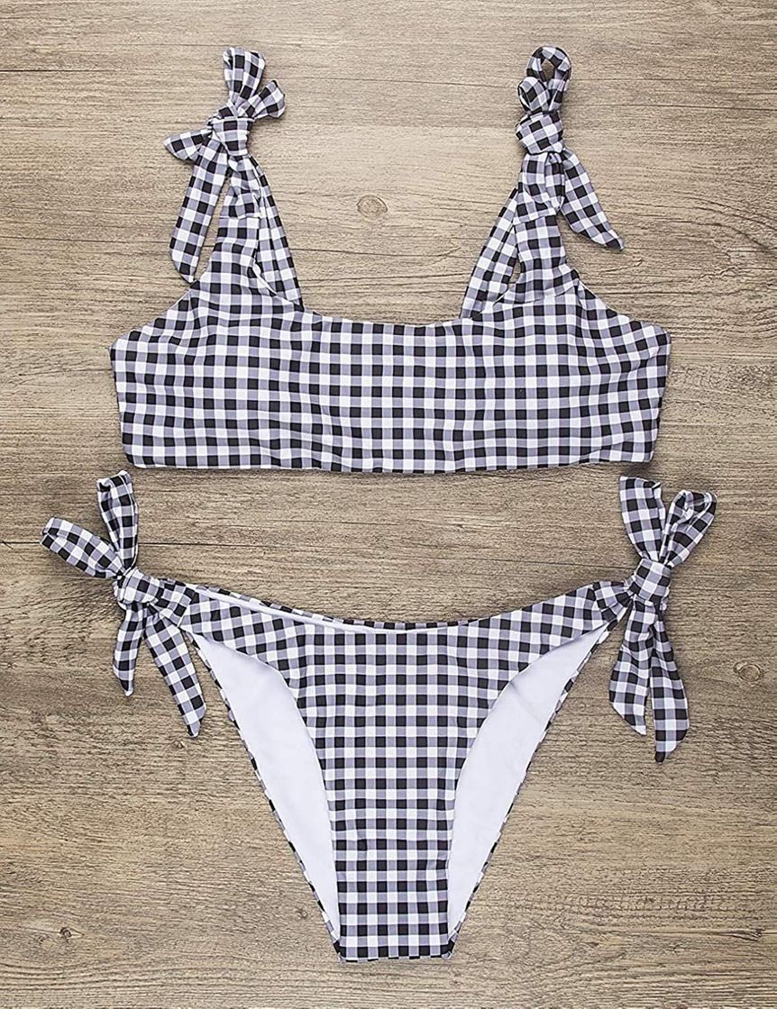 Social Yuson Girl Conjuntos De Bikini De Talle Alto a Tartán Sexy Retro