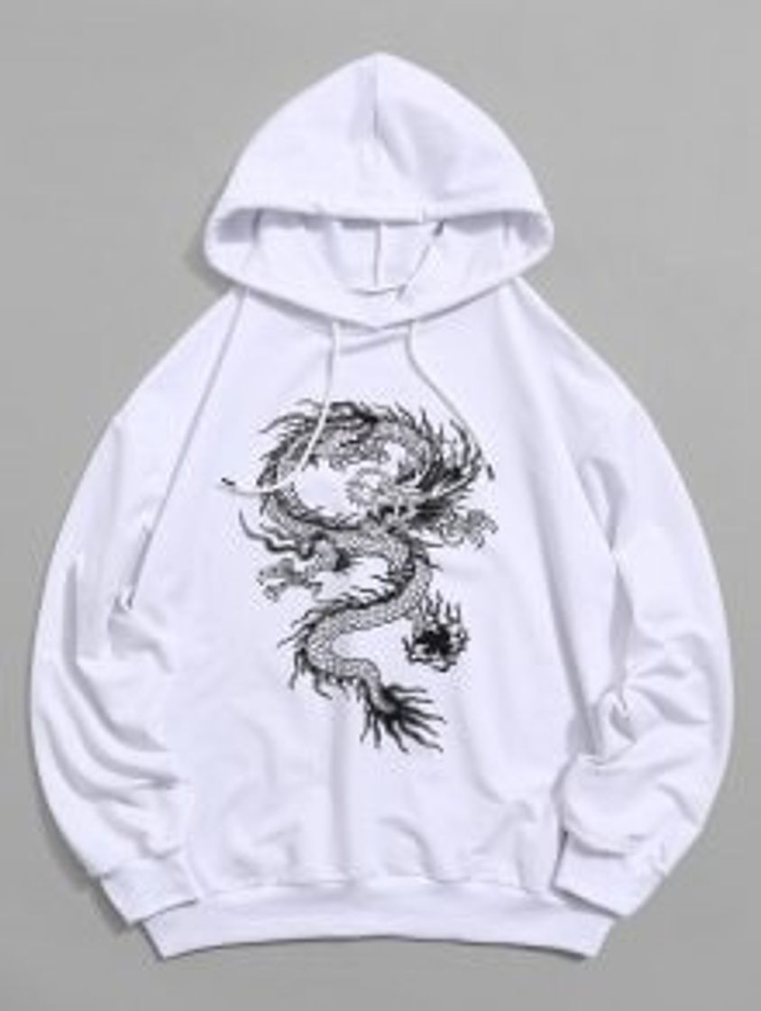 Fashion [45% OFF] 2021 Dragon Graphic Drawstring Loose Hoodie In ...