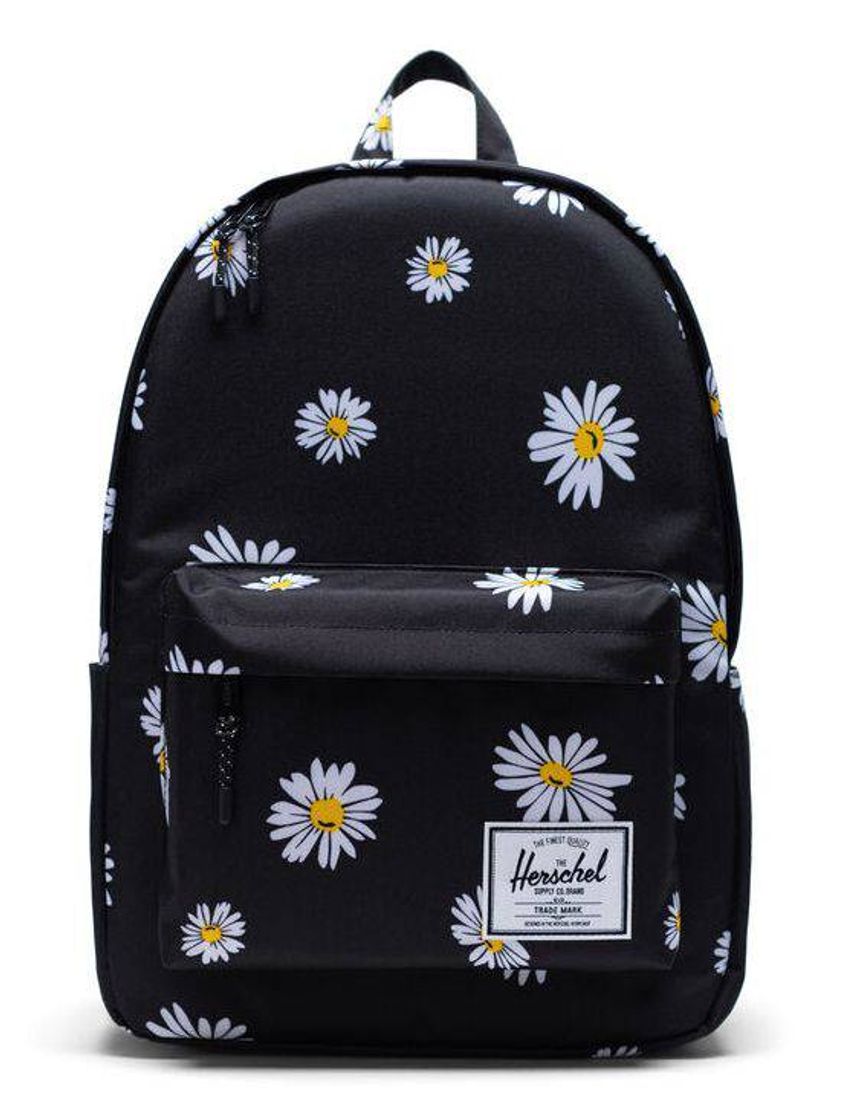 Moda Mochila preta com decoração de florzinhas...🌼