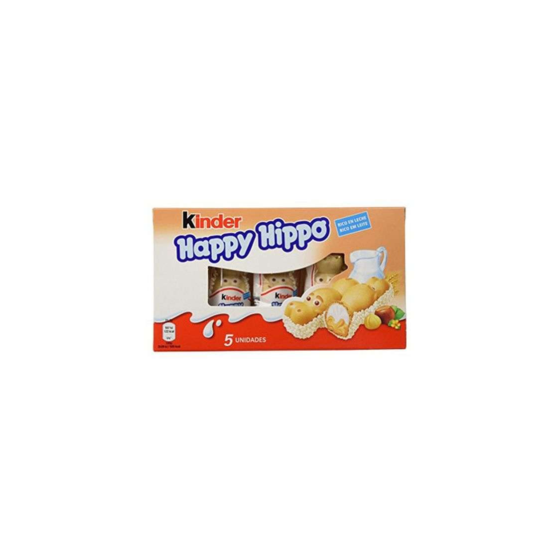 Producto Kinder Happy Hippo Barritas de Chocolate - Pack de 5 x 20.7