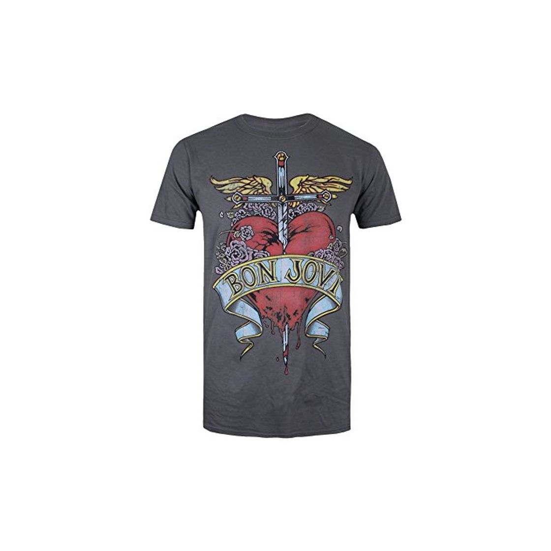 Fashion Bon Jovi Heart Tattoo Camiseta, Gris