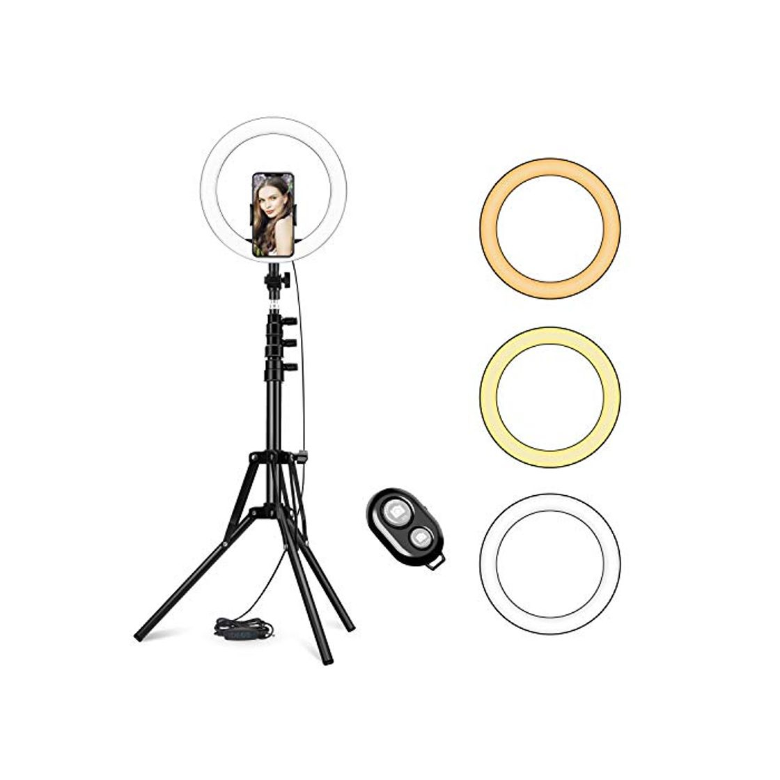 Social Anillo de luz LED de 10 '' con Trípode Ajustable y Soporte
