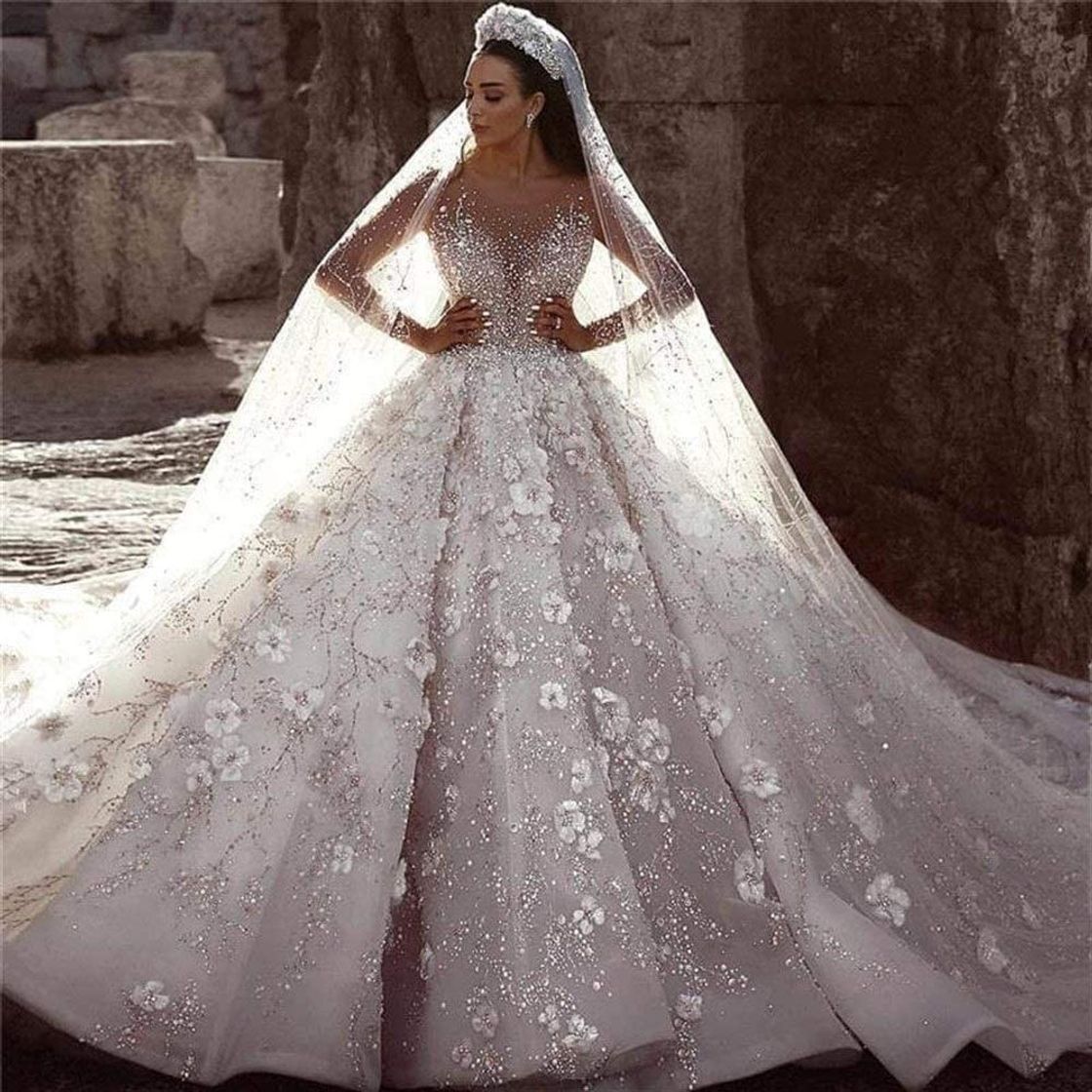 Social QING XIN-1225 Wedding Dress,Prom Dresses Rebordeó la Novia de la Boda Floral