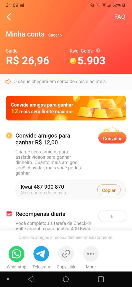 App Venha ganhar dinheiro que pode retirar imediatamente!