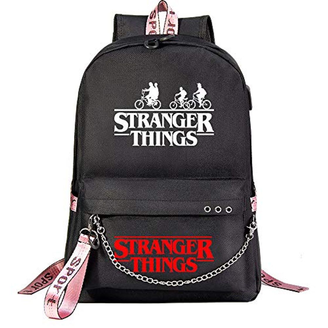 Moda Mochila “Stranger Things” Mochila Escolar de Moda Mochila Unisex, con Puerto USB