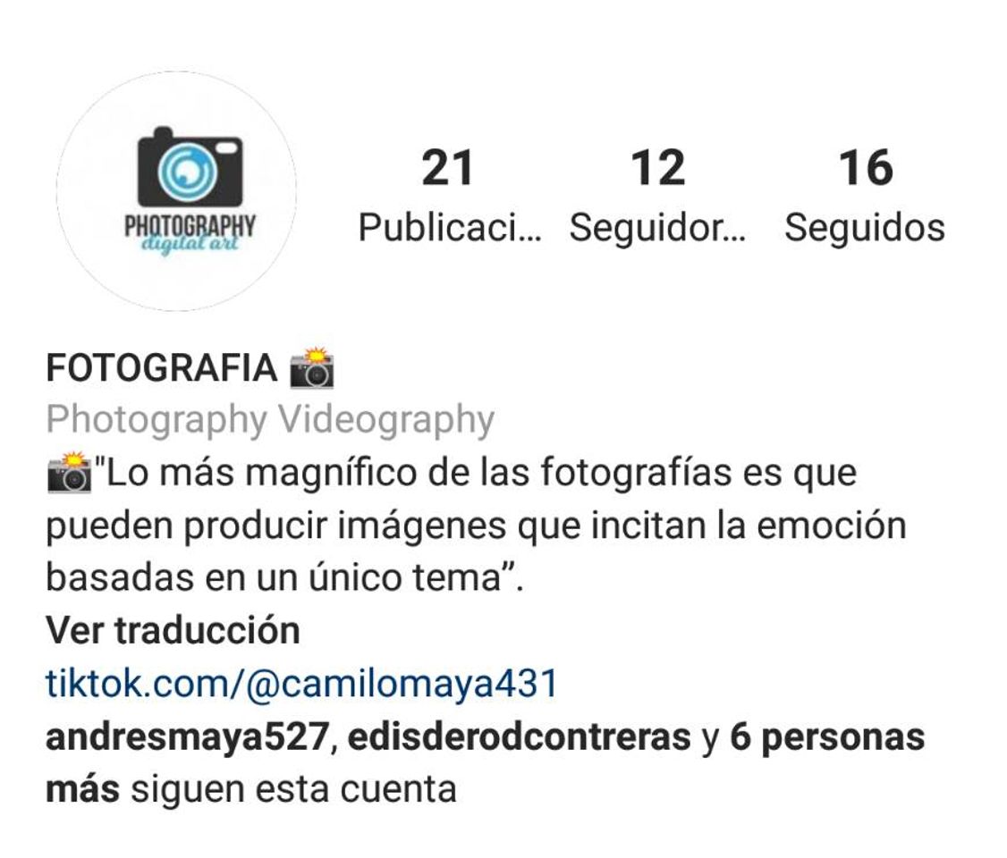 Lugar Página de fotografía