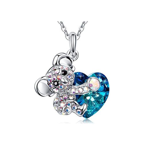 MEGA CREATIVE JEWELRY Collar para Mujer con Cristales Swarovski Corazón Azul Koala