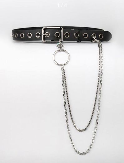 Men Chain Decor Eyelet Belt