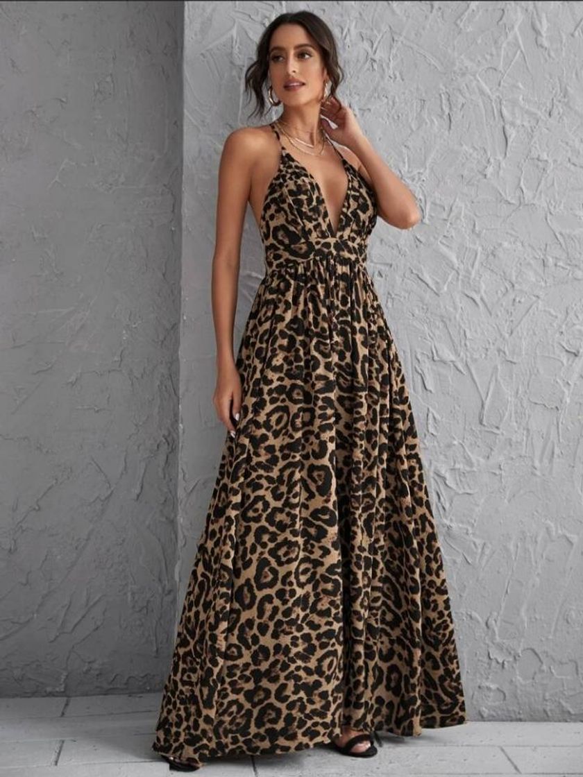 Moda Vestido Longo Leopardo da Shein 