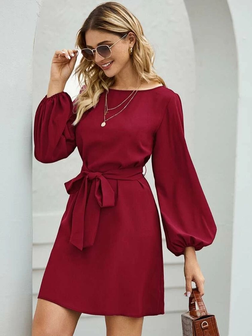 Fashion Borgonha Nó Simples Elegantes Vestidos | SHEIN |