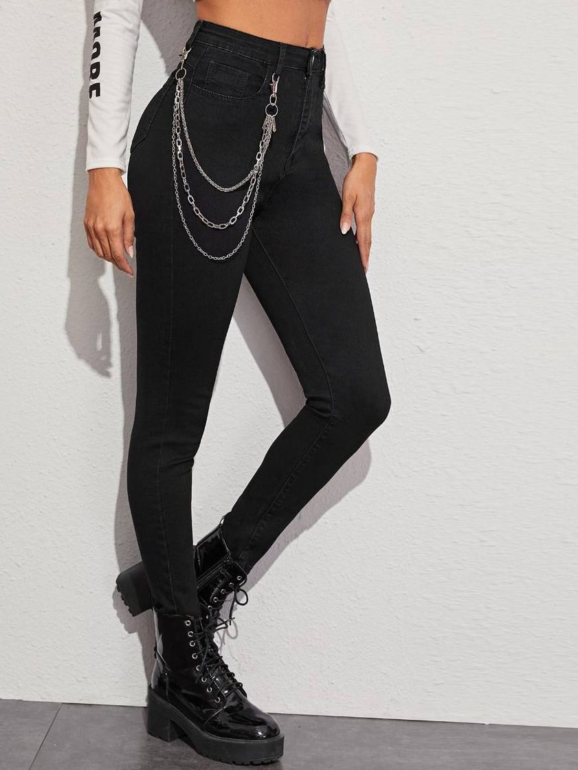 Social High Stretch Chain Detail Skinny Jeans