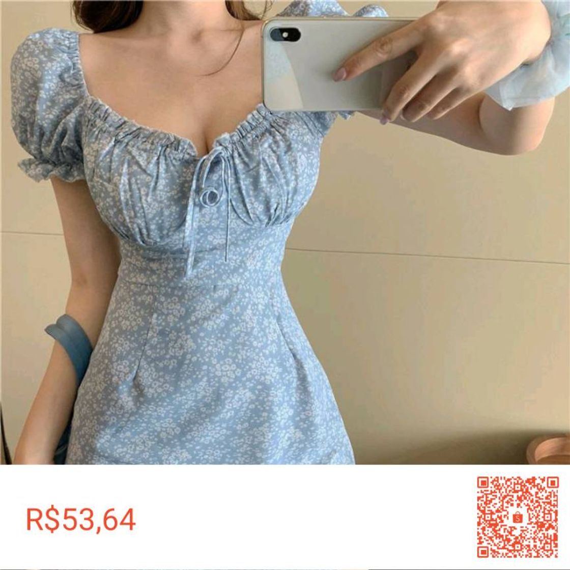 Social Confira Vestido Francês Floral Gola Quadrada Manga Bufante