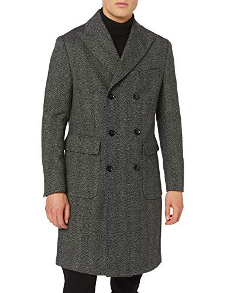 Fashion Marca Amazon - find. Wool Mix Double Breasted Smart Abrigo Hombre, Gris