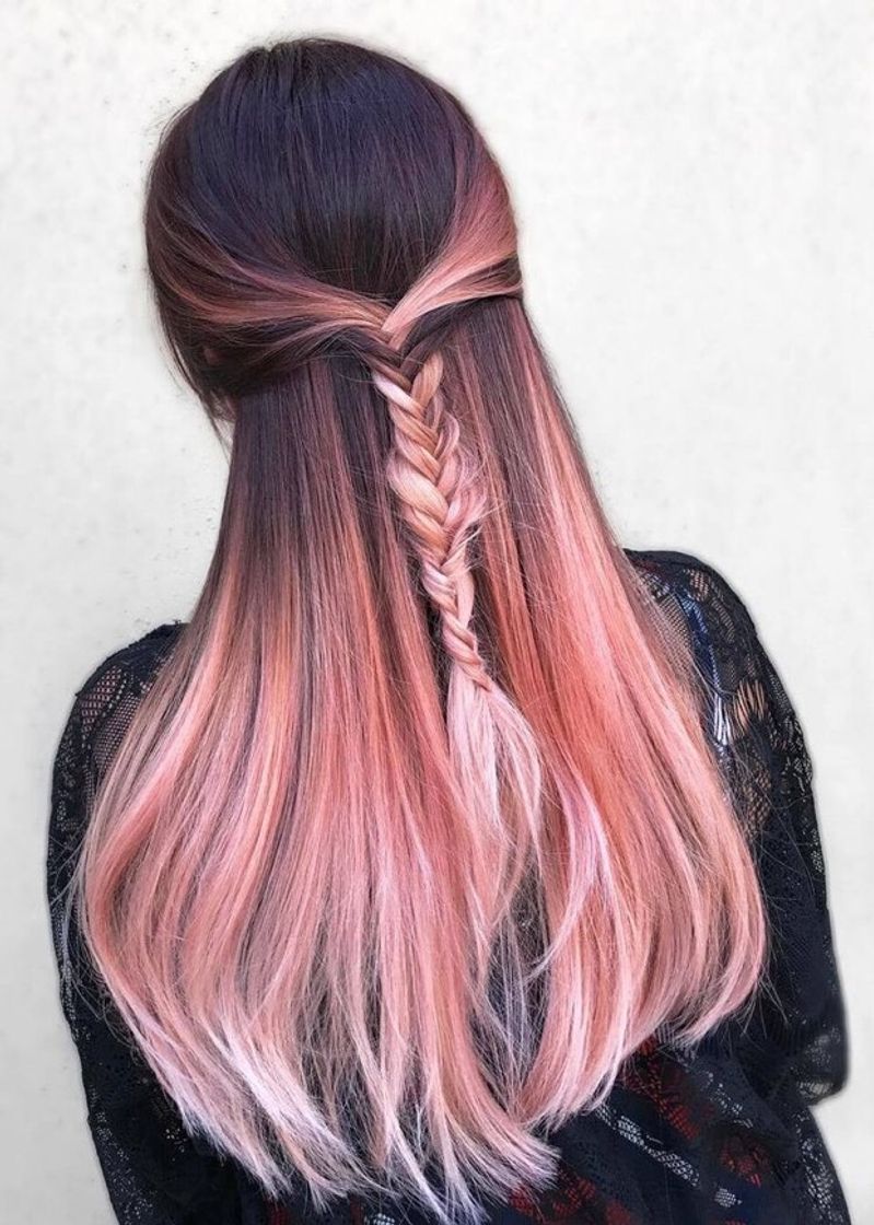 Moda Cabelo rosa comprido 