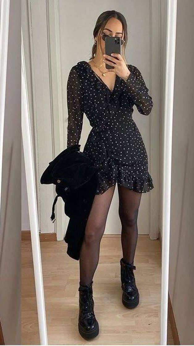 Social Zíper Bolinhas Vestido