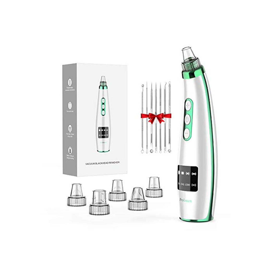 Social Frohmen Limpiador de Poros Succionador de Puntos Negros Quita Espinillas y Puntos Negros Limpiador Facial Electrico Extractor Puntos Negros Aspirador Puntos Negros 7Pcs Kit 5 Cabezales y 5 Modos
