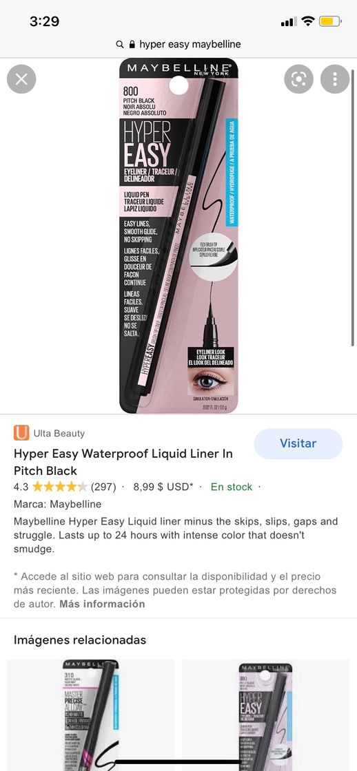 Producto Maybelline Hyper Easy waterproof eyeliner fino 