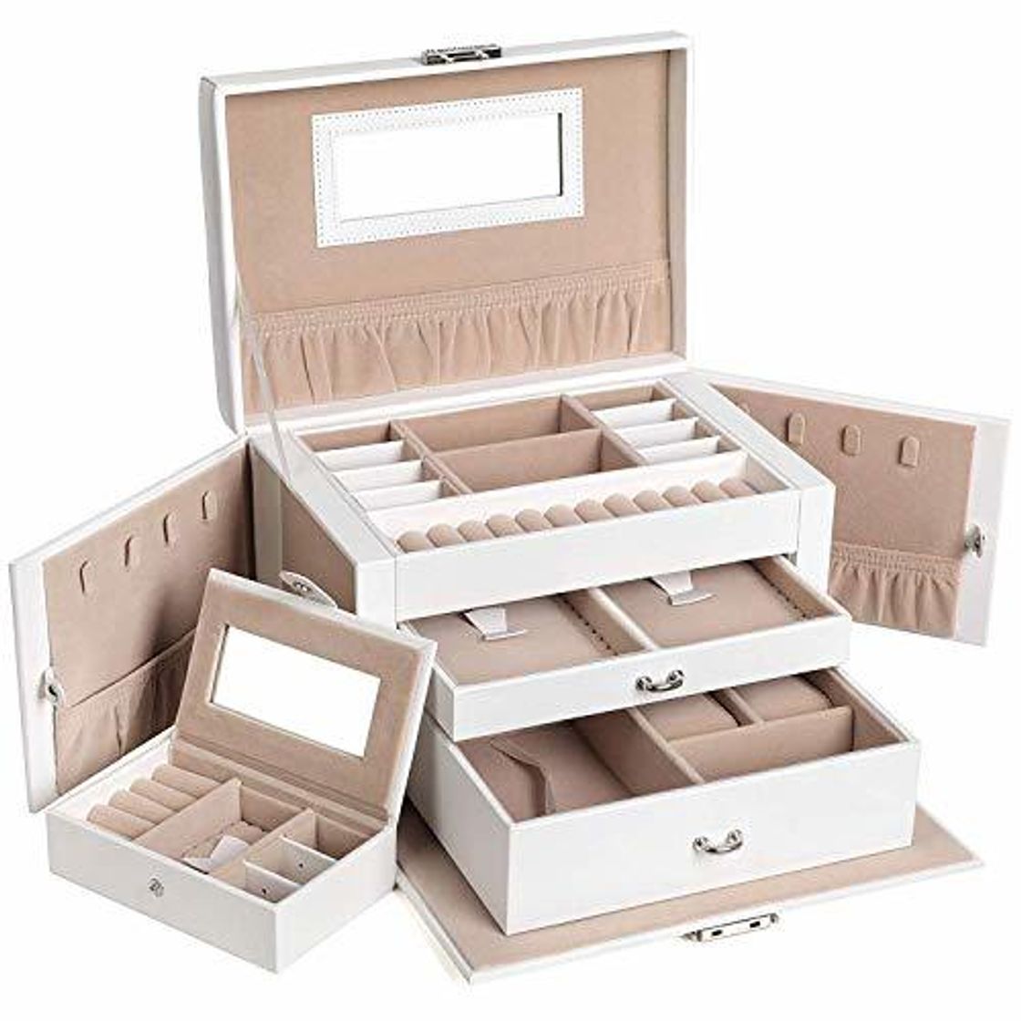 Fashion SONGMICS Caja Joyero con Espejo y Cajones