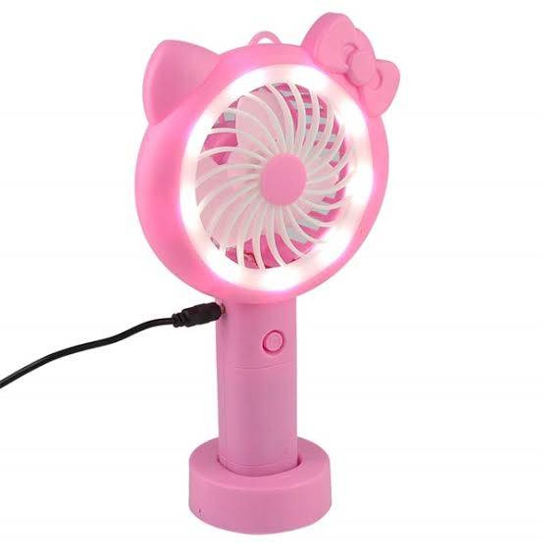 Fashion Mini Ventilador Portátil Rosa Lacinho USB com Led 