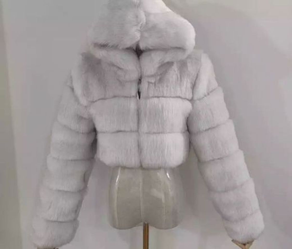 Moda ALI Faux fur croped hooded jacket