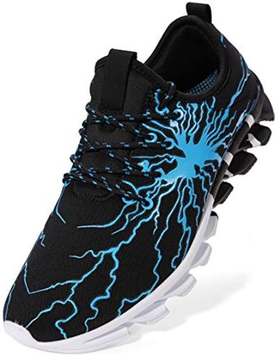BRONAX Zapatos para Correr en Montaña y Asfalto Aire Libre y Deportes Zapatillas de Running Padel para Hombre Negro Azul 39