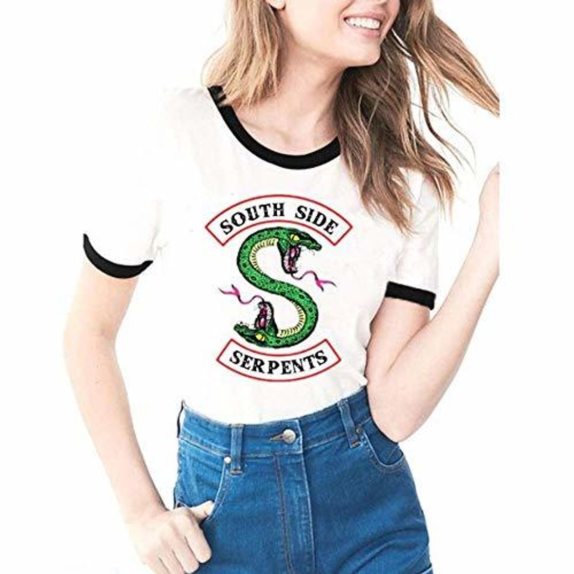 Social Tejido Modal Suave y Confortable Riverdale-South Side Serpents Imprimiendo Camisetas de Manga