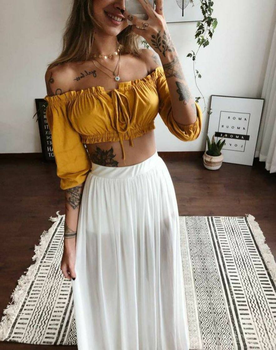 Moda Conjunto de cropped e saia longa lindos 