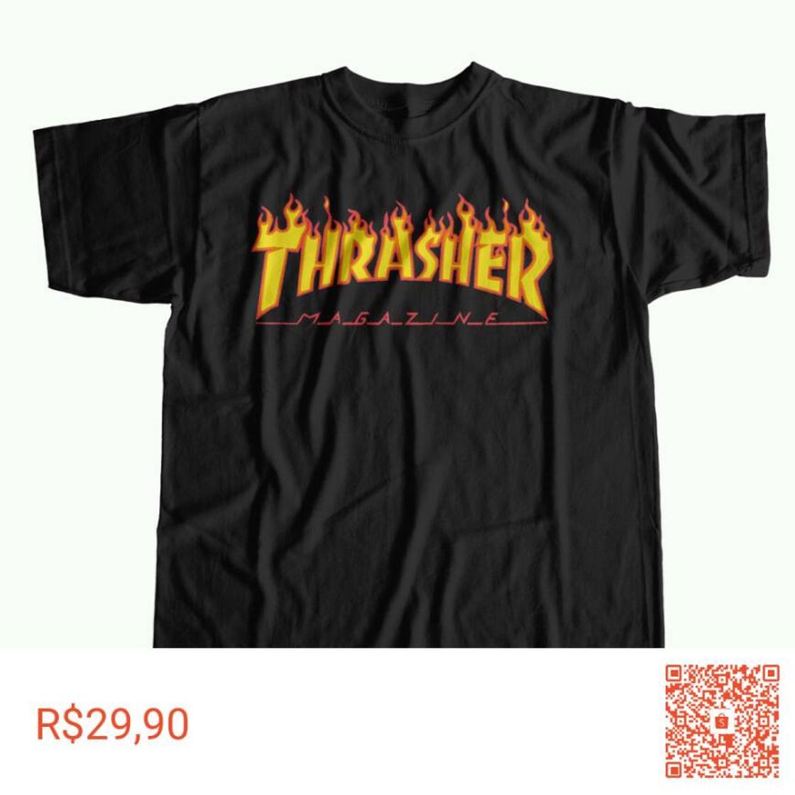 Moda Camiseta Blusa T-Shirt Thrasher Flame Tecido Algodão Premium