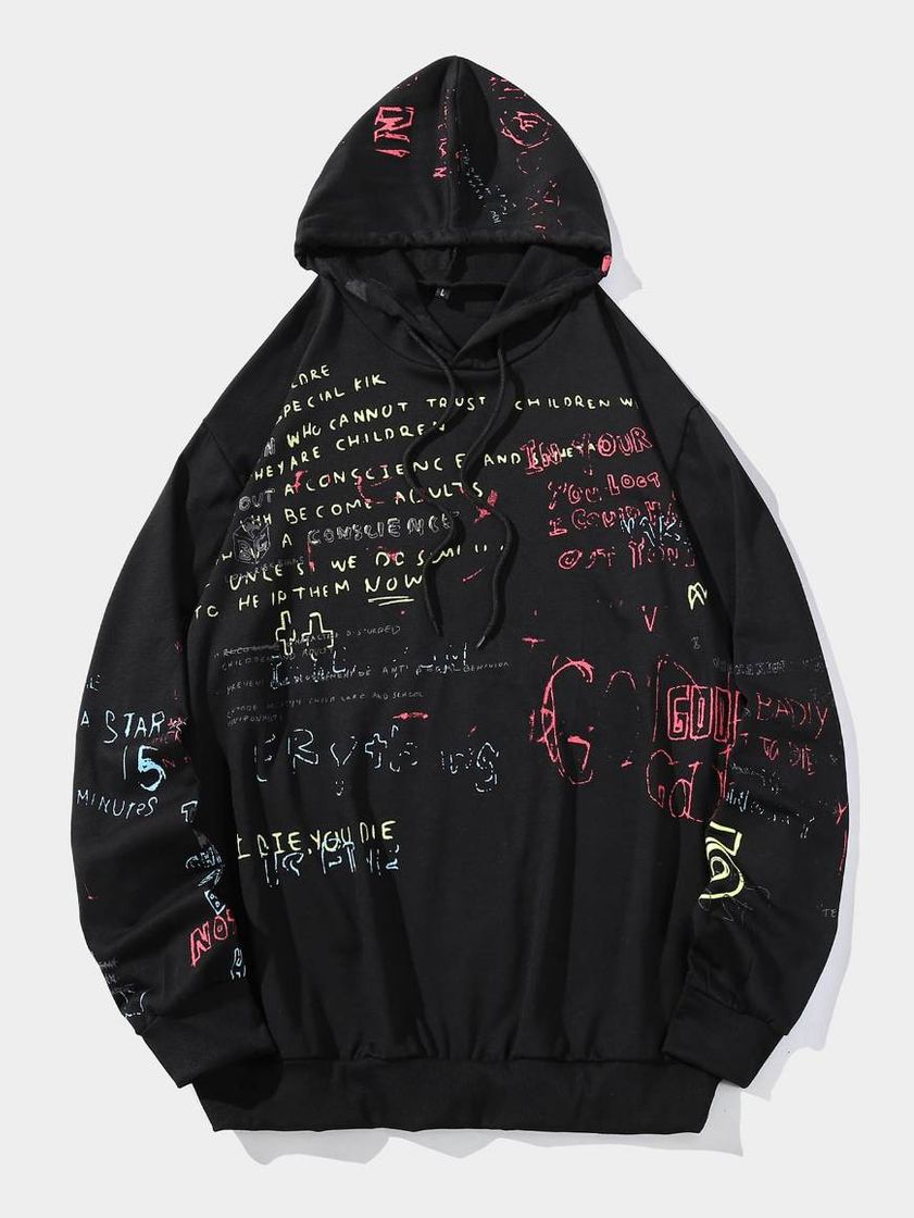 Moda Men letter graphic hoodie