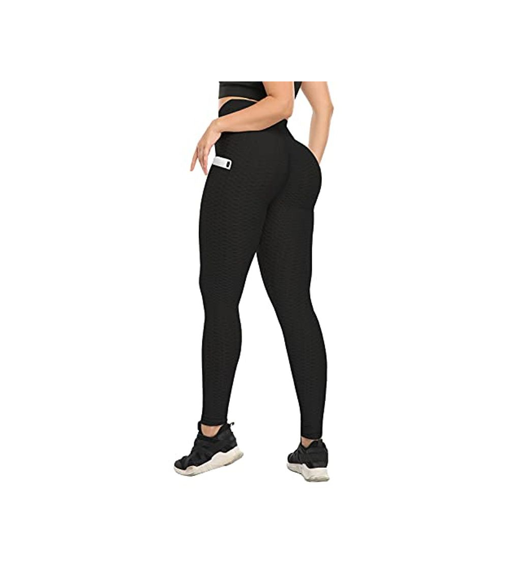 Social COMFREE Leggings Mujer Mallas Deportivos Leggins Push Up Leguins Pantalones Yoga Legins Deporte Fitness Pantalón Cintura Alta Control de Barriga EláSticos con Bolsillos Negro M