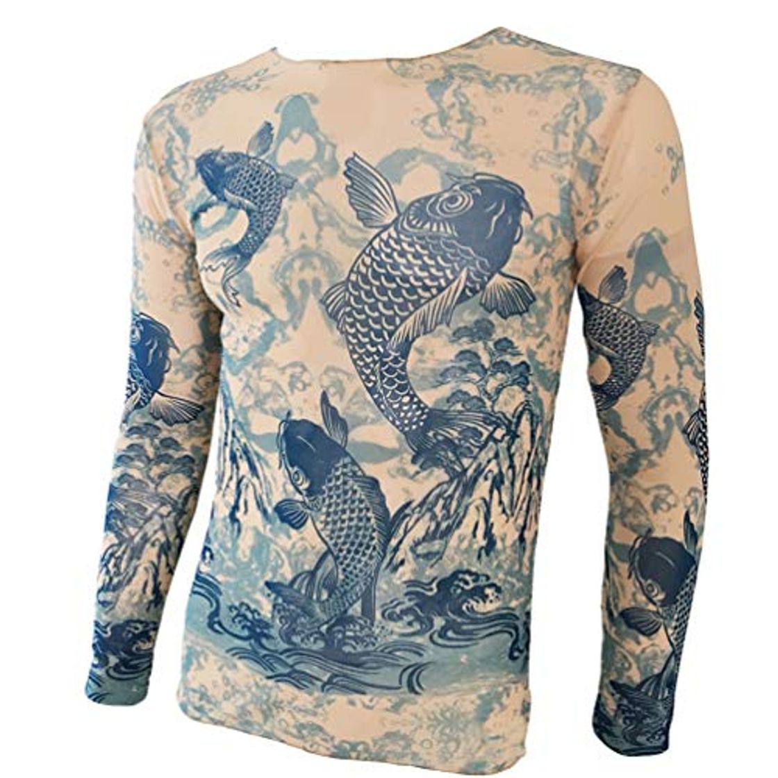 Moda WanYangg Camiseta De Tatuaje para Hombre Camiseta Transpirable Manga Larga Camisas con Tatuajes Ropa Tattoo Camisetas Tatuadas 223BluLY