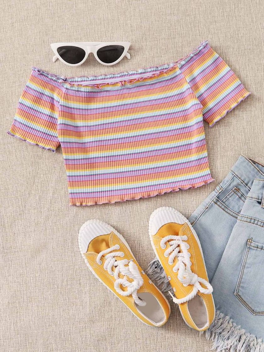 Fashion Cropped multicolorido listrado