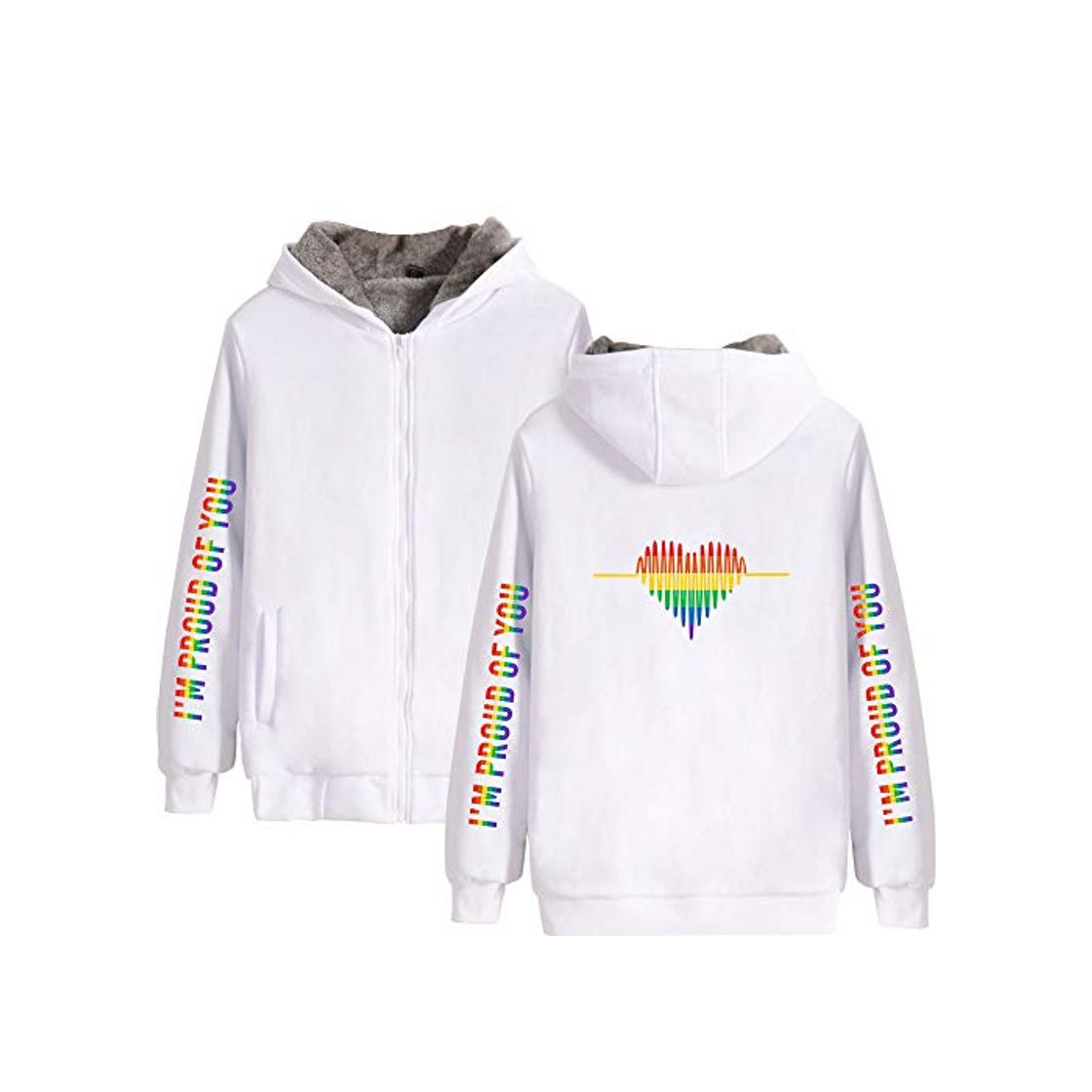 Moda LGBT Chaqueta con Capucha y Cremallera Mujer Hombre Sudadera Unisex Blazer Manga Larga Mullida Abrigo Otoño Invierno Hoodie Cardigan Jaqueta Baggy Jumper Top Jacket Parka A18323MF012XXL