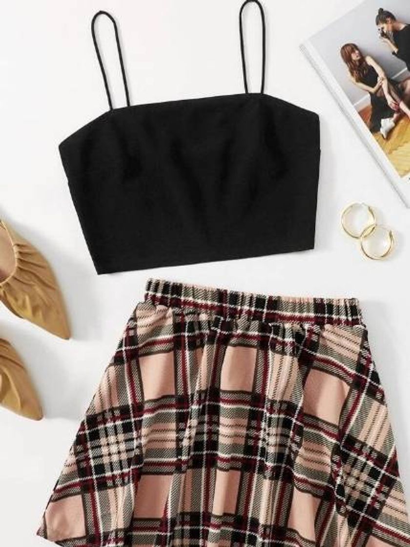 Social conjunto de top com saia