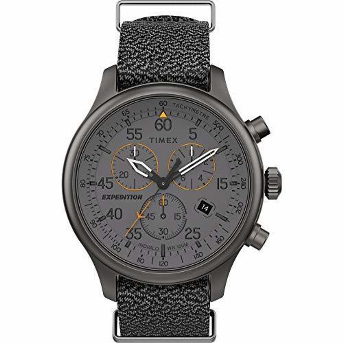 Places Timex TW2T72900 Men's Expedition Field Chronograph Grey Fabric Band Grey Dial Watch