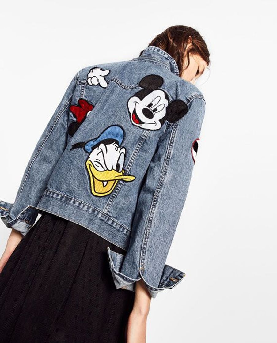 Moda Jaquetinha jeans mickey shein