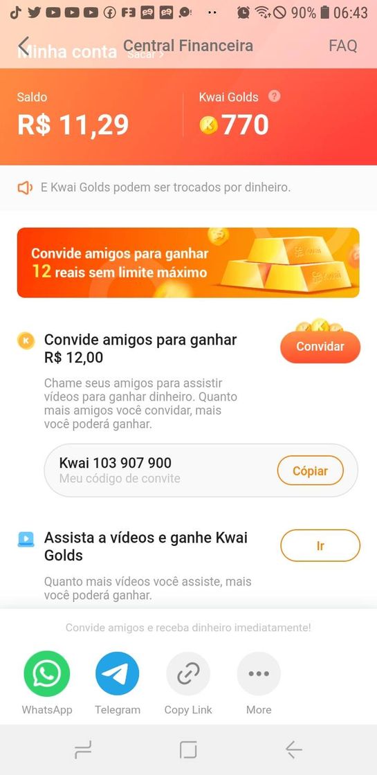 App Rede social de vídeos que recompensa por vídeos assistidos