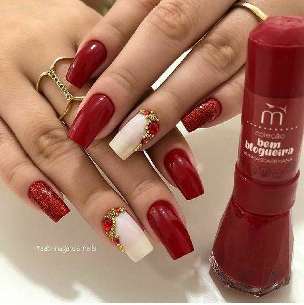 Fashion UNHAS VERMELHAS COM PEDRARIA 🍒