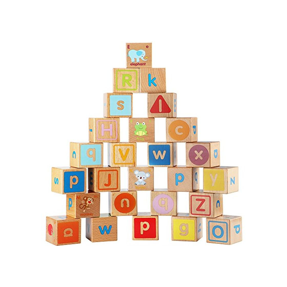 Product Lewo Rompecabezas de Madera Bloques de ABC Juegos de Construcción  Extra Grande 26 PCS Conjunto de Bloques de Letras del Alfabeto Montessori Juguetes Educativos para Niños Pequeños