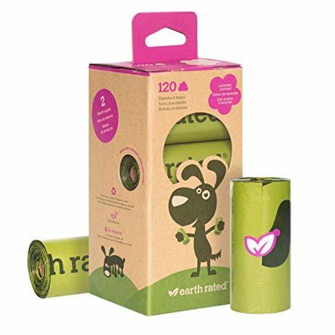 Product Rollos de bolsas biodegradables con aroma a lavanda Earth Rated.