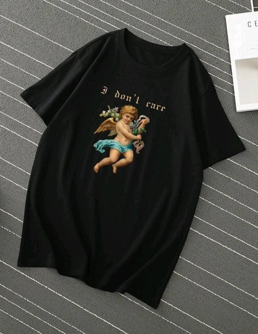 Fashion angel and slogan graphic tee