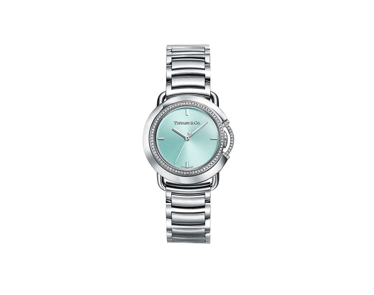 Product Tiffany T limited edition 32 mm round watch in stainless steel with