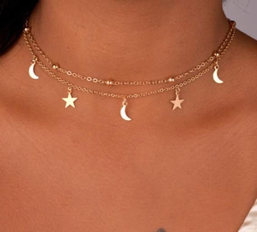 Product 2 layers star moon choker necklace 🌙⭐️