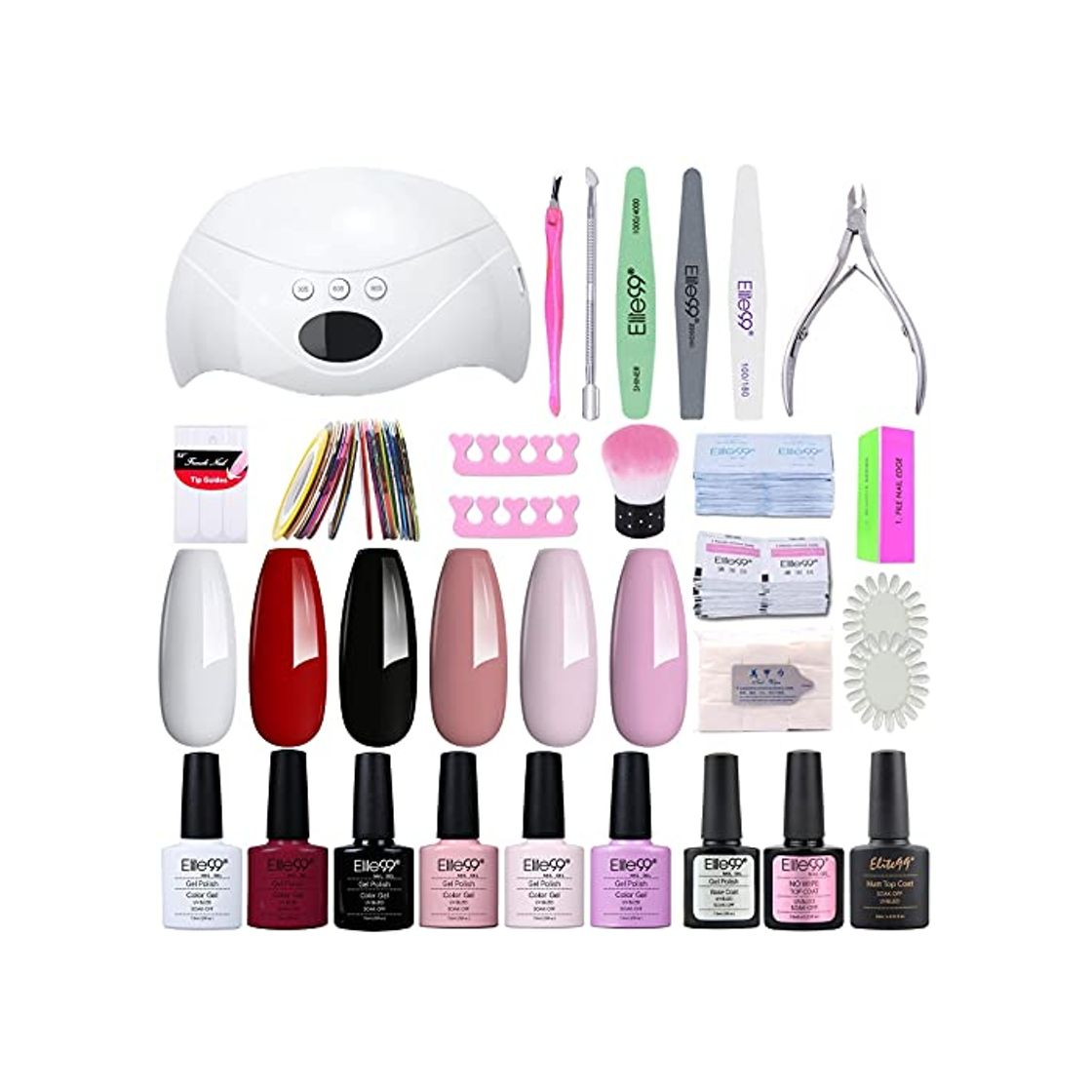 Belleza Elite99 Lámpara UV LED para Uñas 48w, 6 Colores Kit de Esmaltes