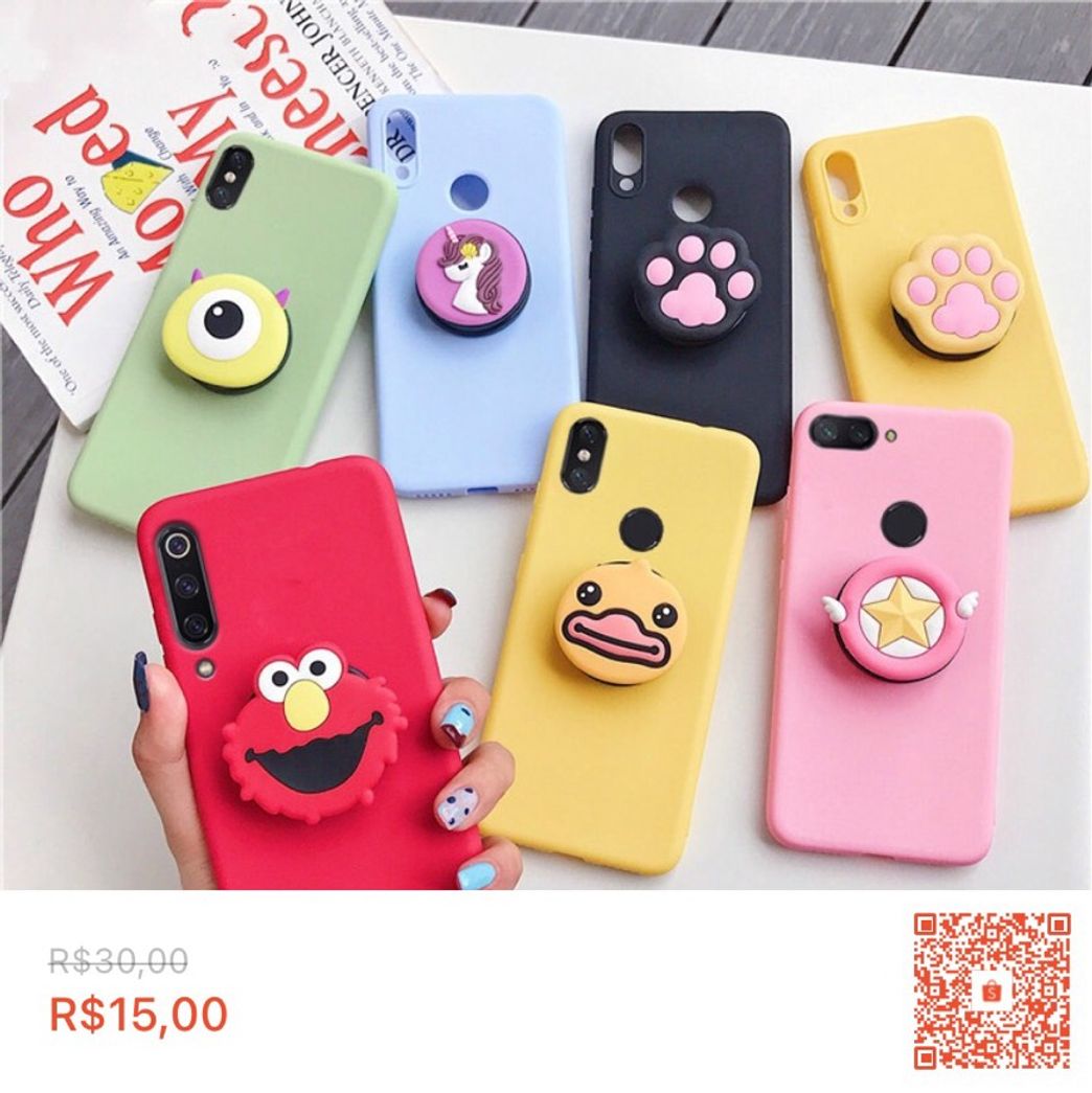 Moda Capinha com Pop Socket de Desenhos