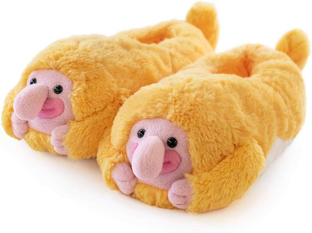 Social Proboscis Monkey - Plush Slippers Yellow

