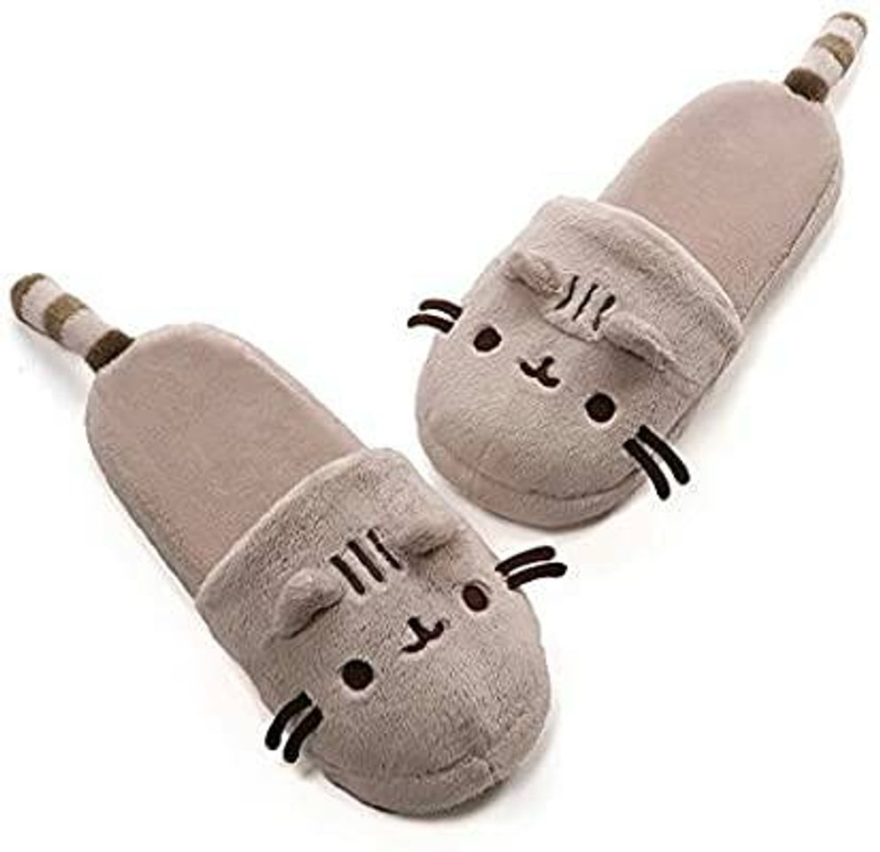 Social GUND Pusheen Cat Plush Stuffed Animal Slippers, Tan, 12"

