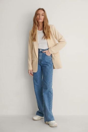 Herringbone Blazer Jacket Beige