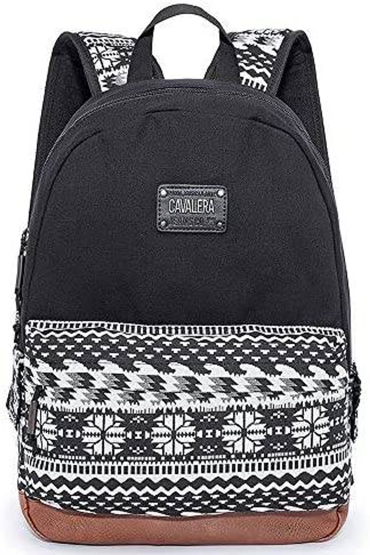 Fashion Mochila Cavalera Mary Preta com Estampa 17L