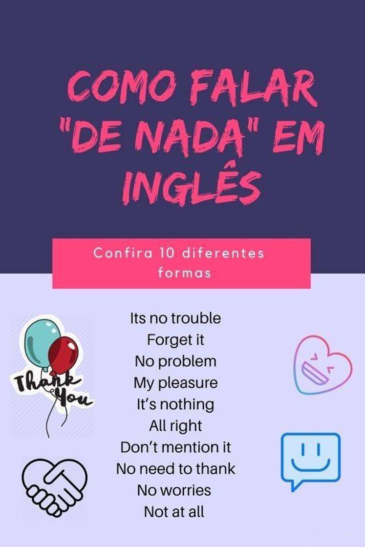 Moda Como falar 'De nada' am inglês